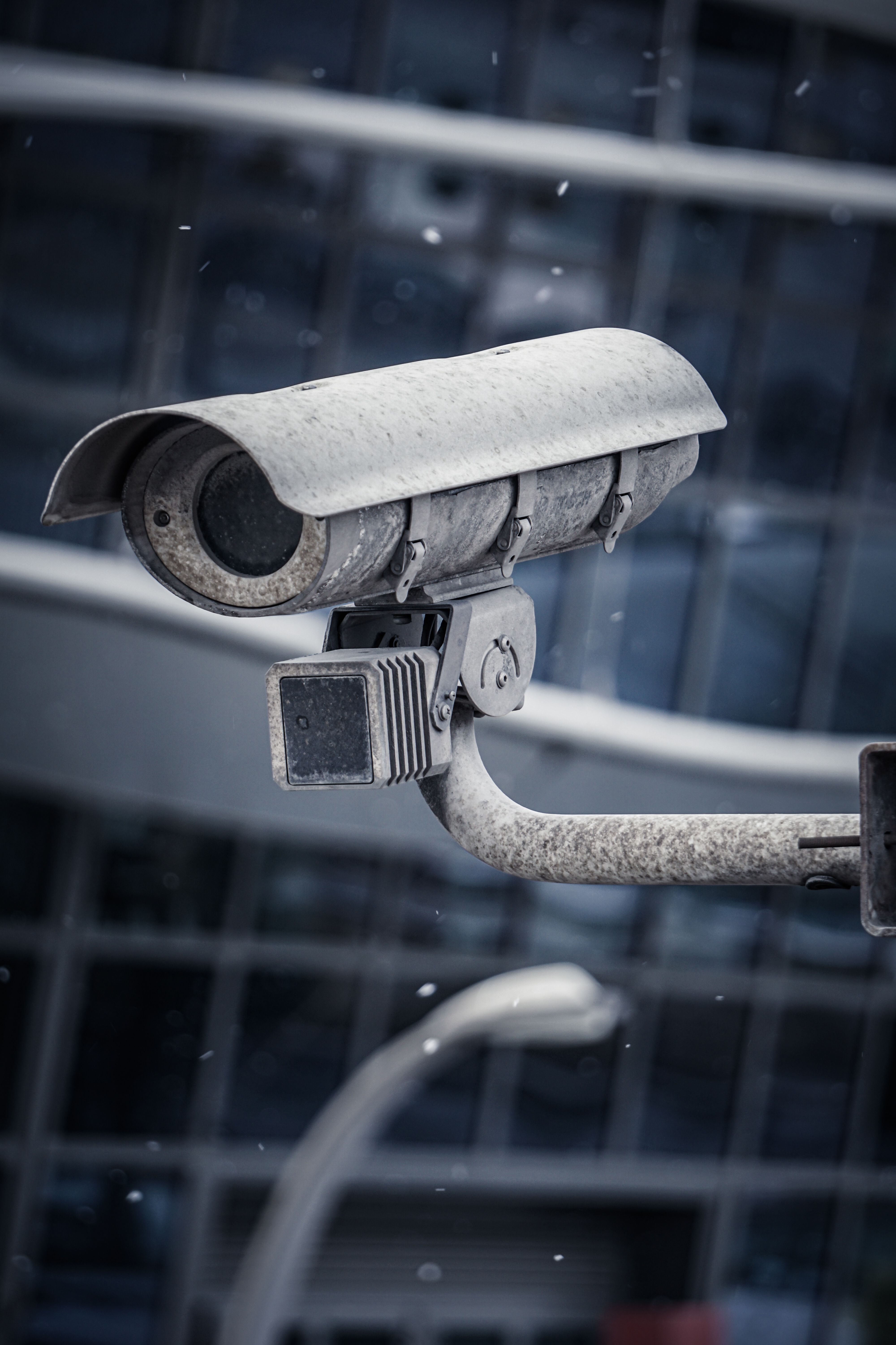 Security camera installation on building